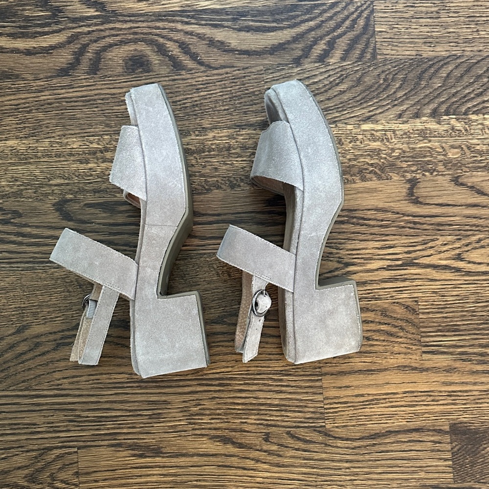 Seychelles Suede Leather Platform Sandals in Taupe